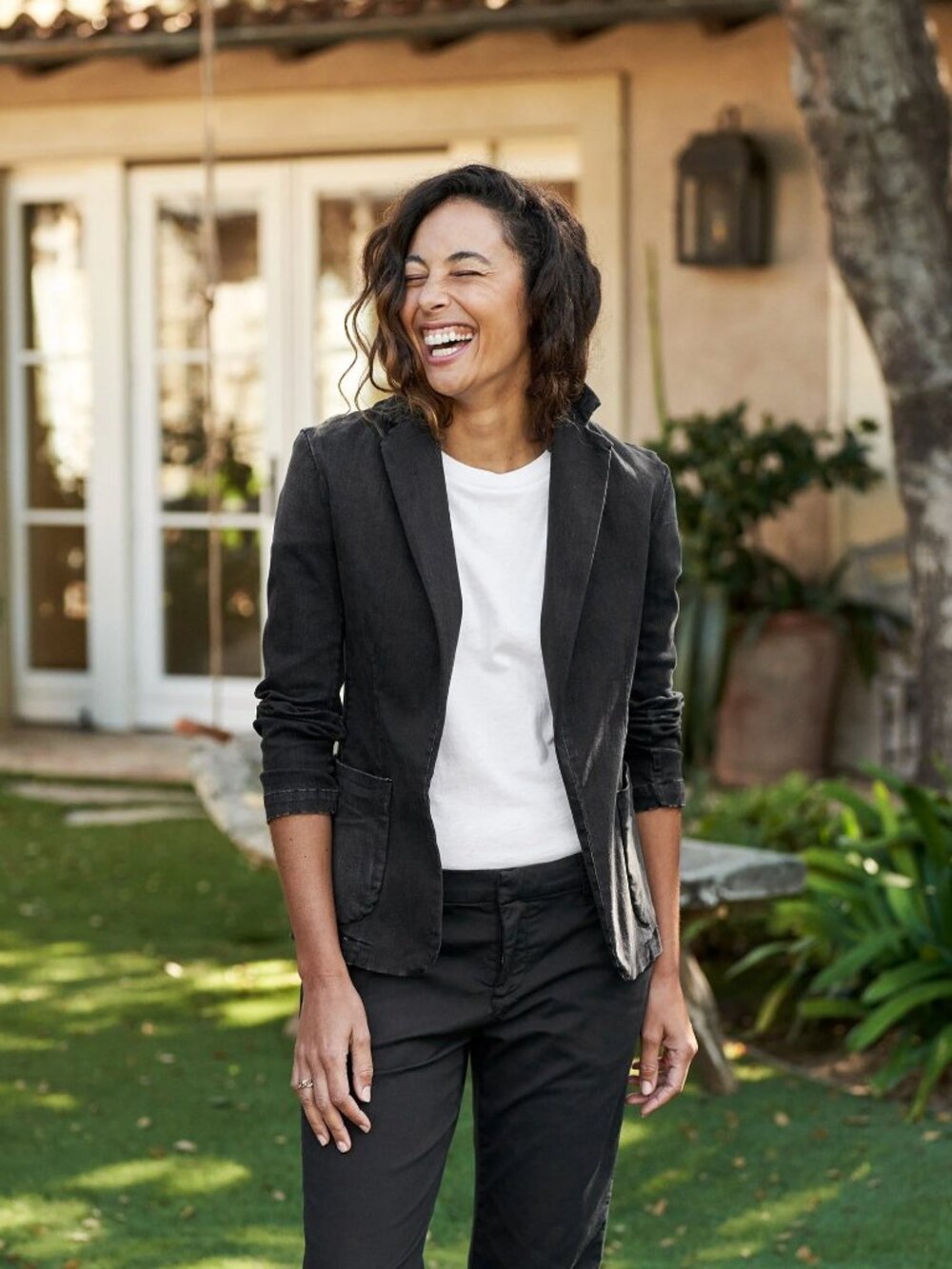 Frank & Eileen Dublin Blazer, 1991 Wash Italian Performance Denim, Faded Black,